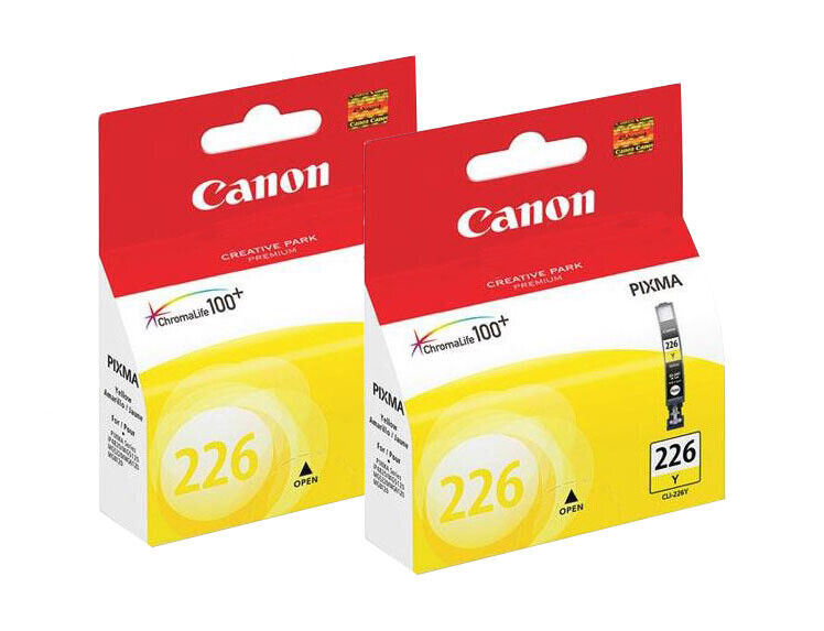 New Genuine Canon CLI-226 Yellow 2 PK Ink Cartridges PIXMA iP4920 MG6120 MX892