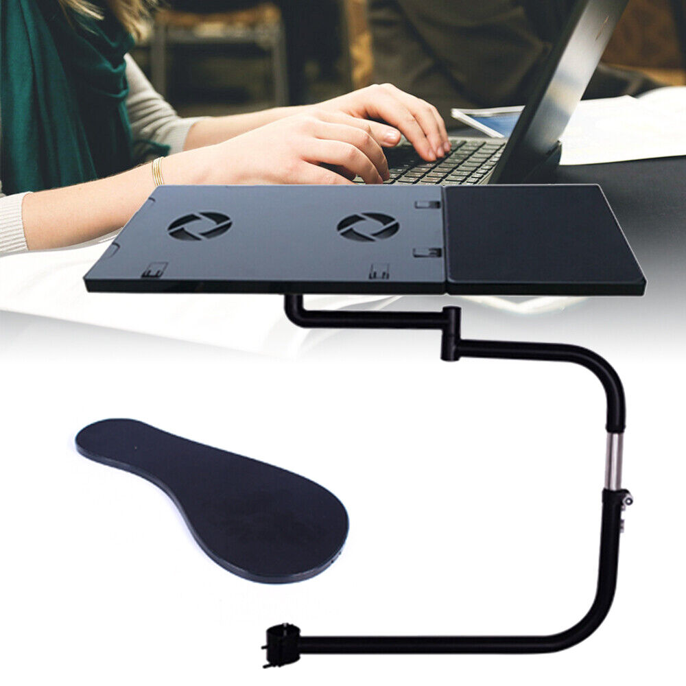Laptop Mount Chair Clamping Support Rack Stand Keyboard Tray Adjustable Arm Rest