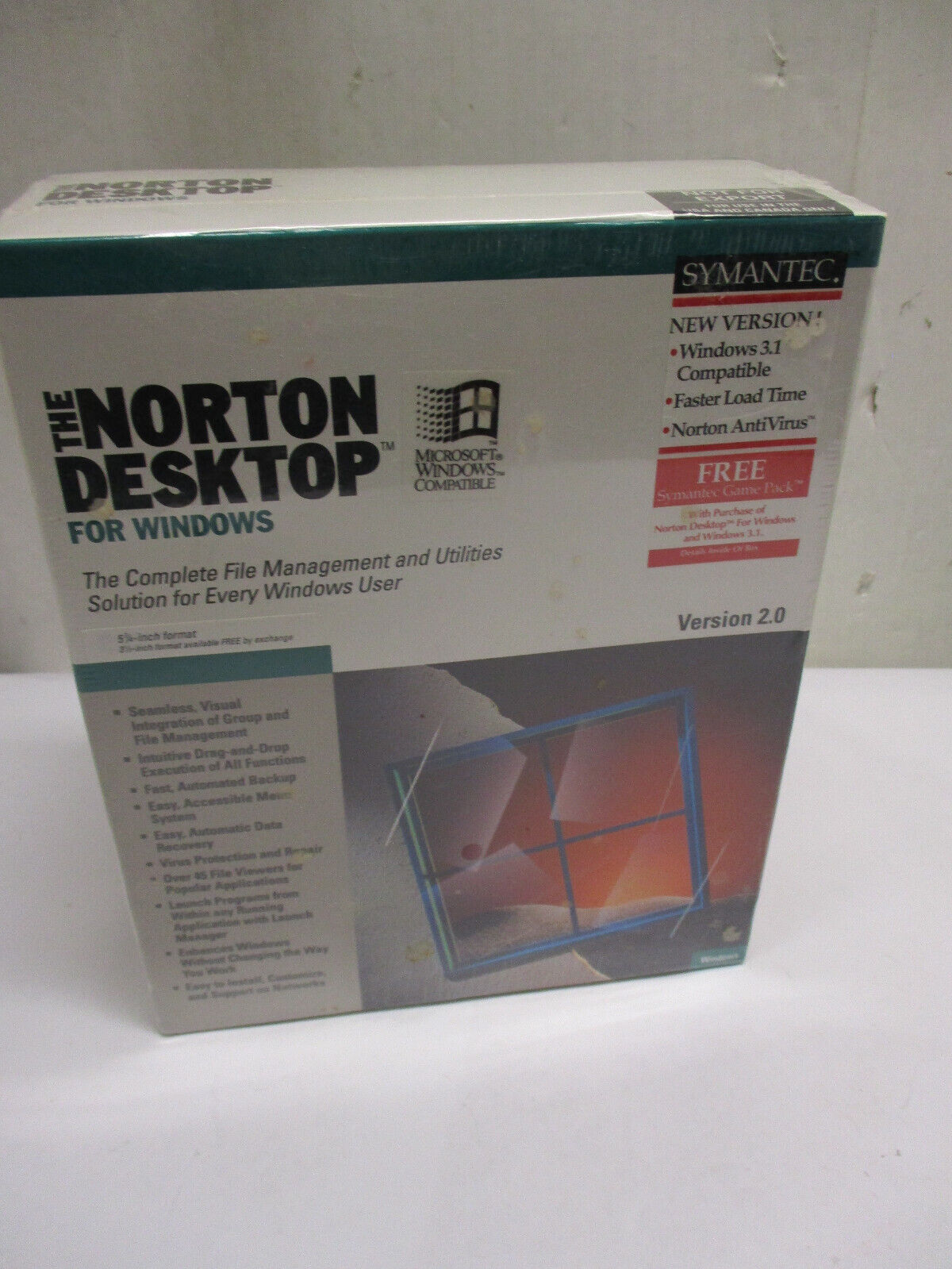 New Sealed Vintage The NORTON DESKTOP Software for Windows Symantec DOS IBM