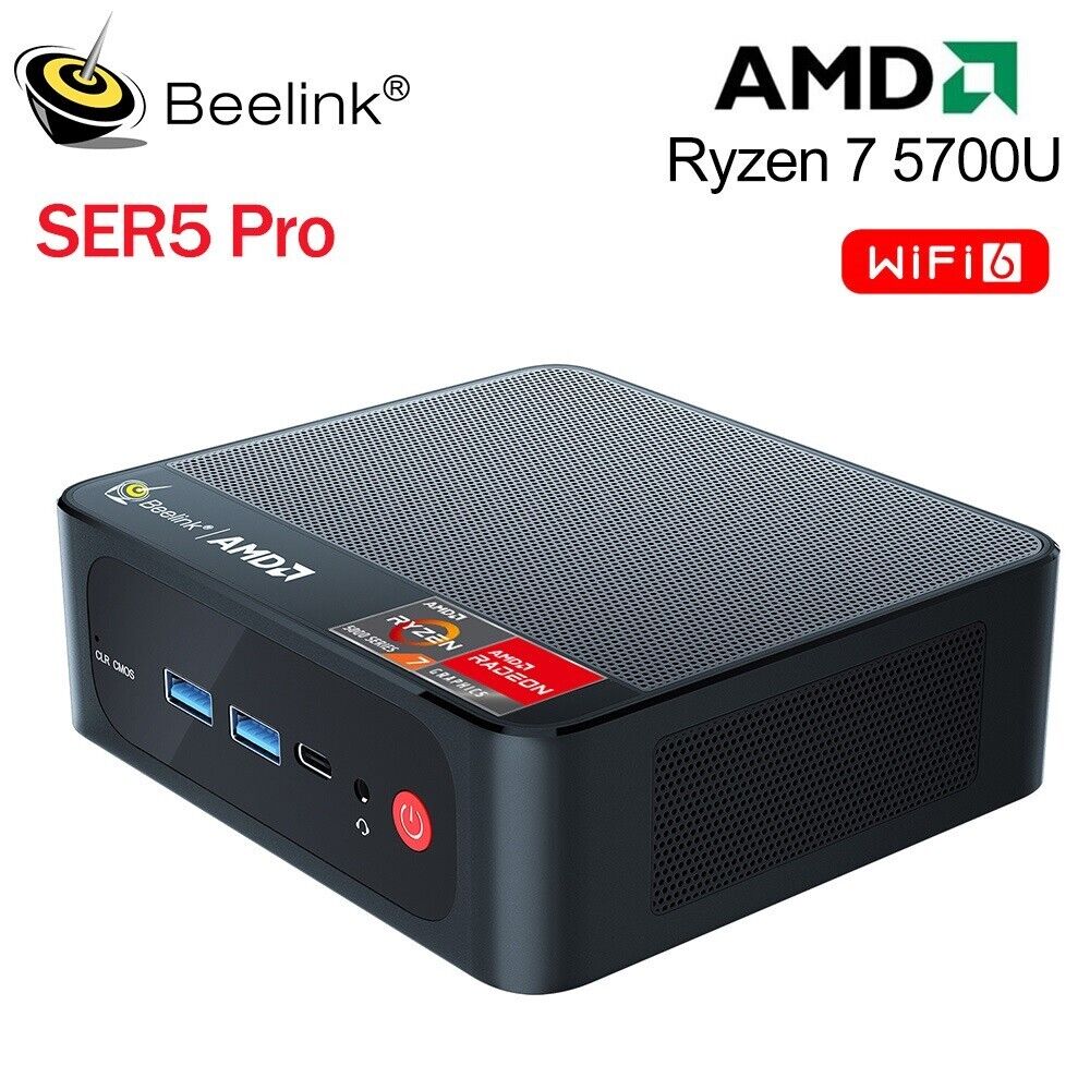 Beelink Mini PC SER5 Pro AMD Ryzen 7 5700U 16GB DDR4 RAM 500GB NVMe SSD Win11