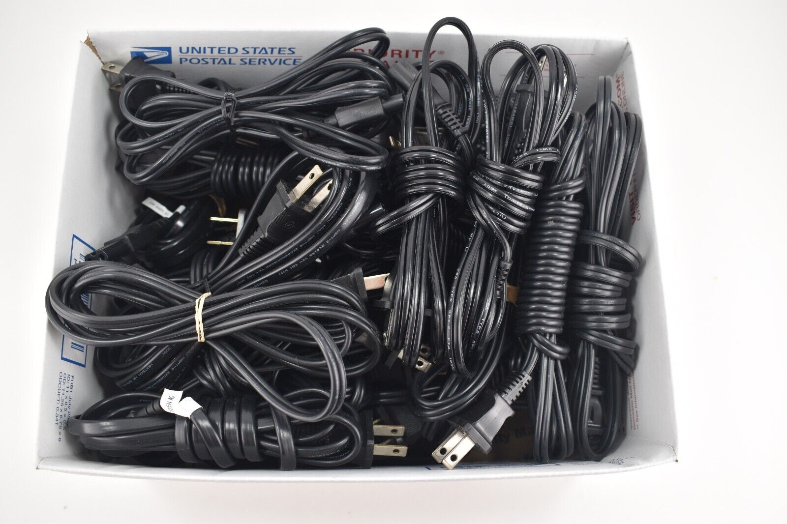 Lot of 10 Two-Prong 6.75ft AC Power Cord Cables NEMA 1-15P C7