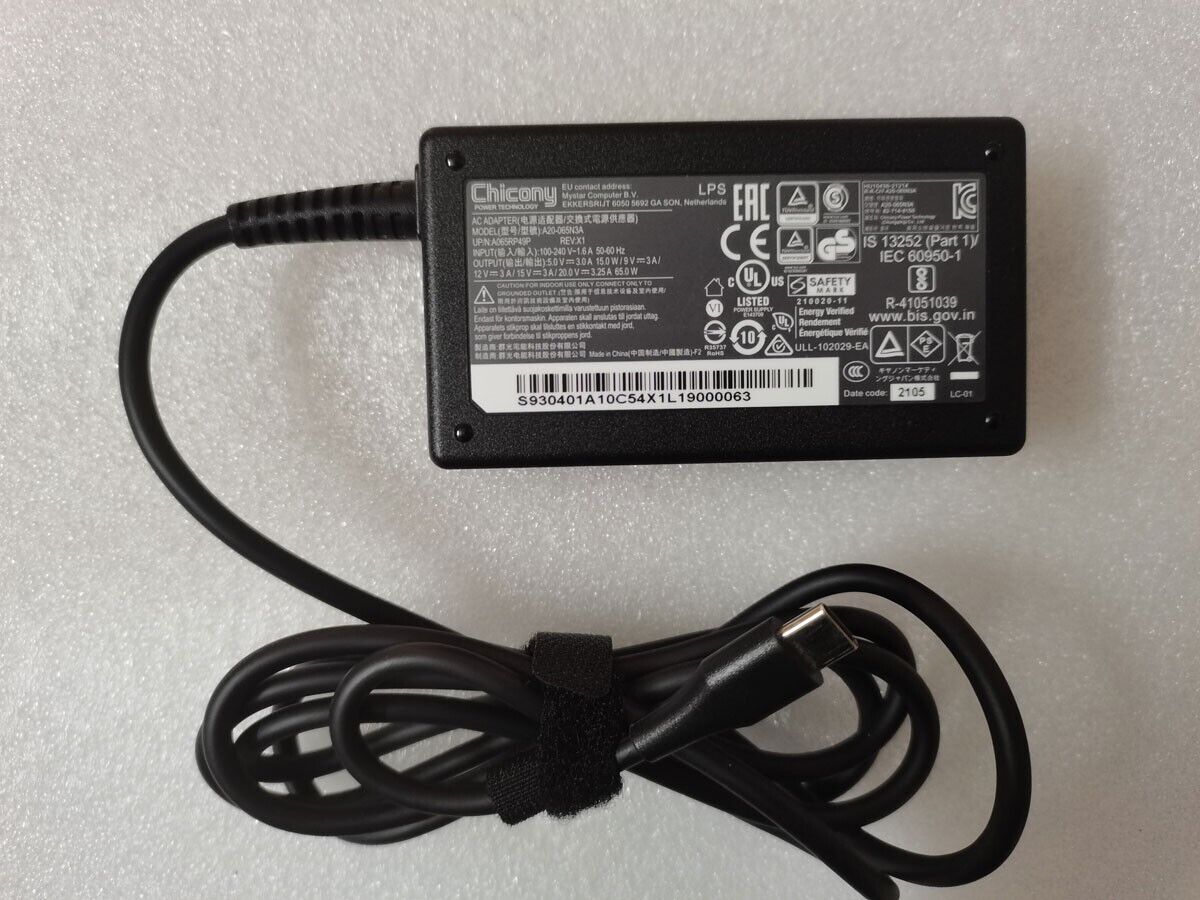 Chicony 20V 3.25A 65W A20-065N3A For Fujitsu LIFEBOOK U7412 i7-1270P OEM Charger
