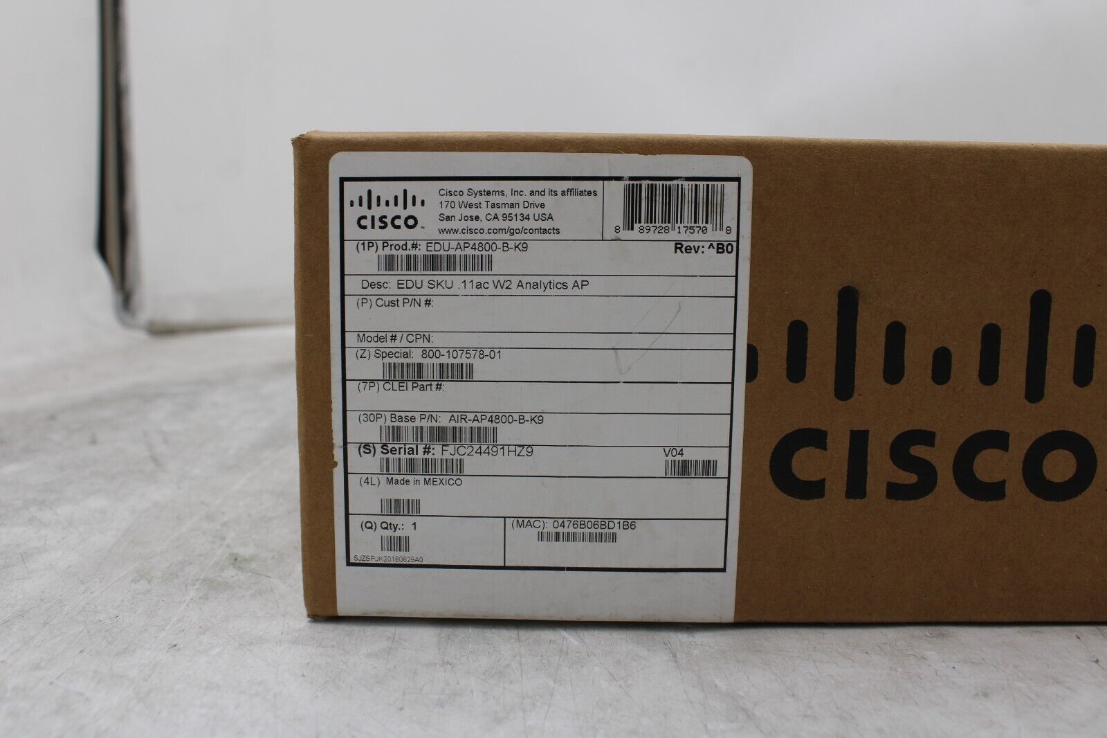 New Cisco Aironet 4800 Series AIR-AP4800-B-K9 802.11ac Wireless Access Point