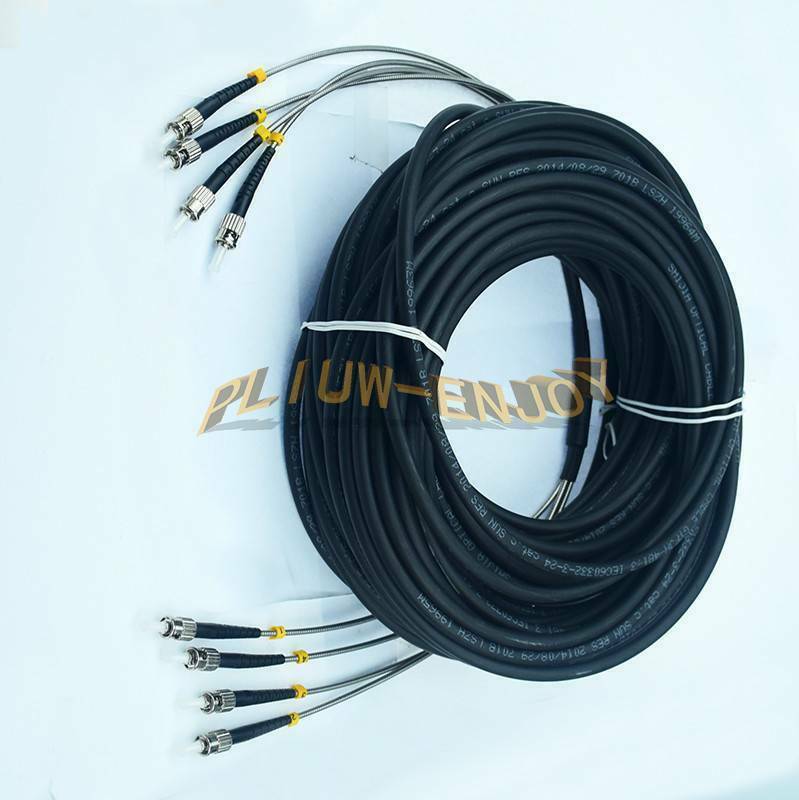 ONE 50M Field Outdoor ST-ST 4 Strand 9/125 Single Mode Fiber Patch Cord NEW