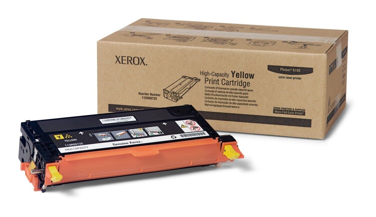 Genuine Xerox Phaser 6180/6180 MFP Yellow High Capacity Toner Cartridge (6,000 P