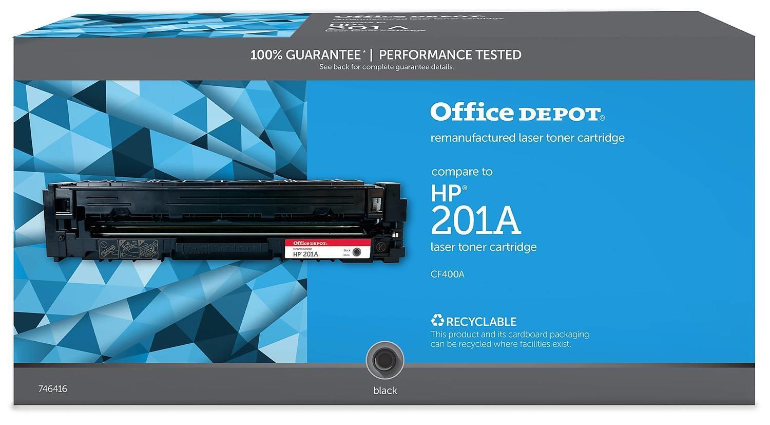 Office Depot Reman Laser Toner Cartridge Replaces HP 201A, Black
