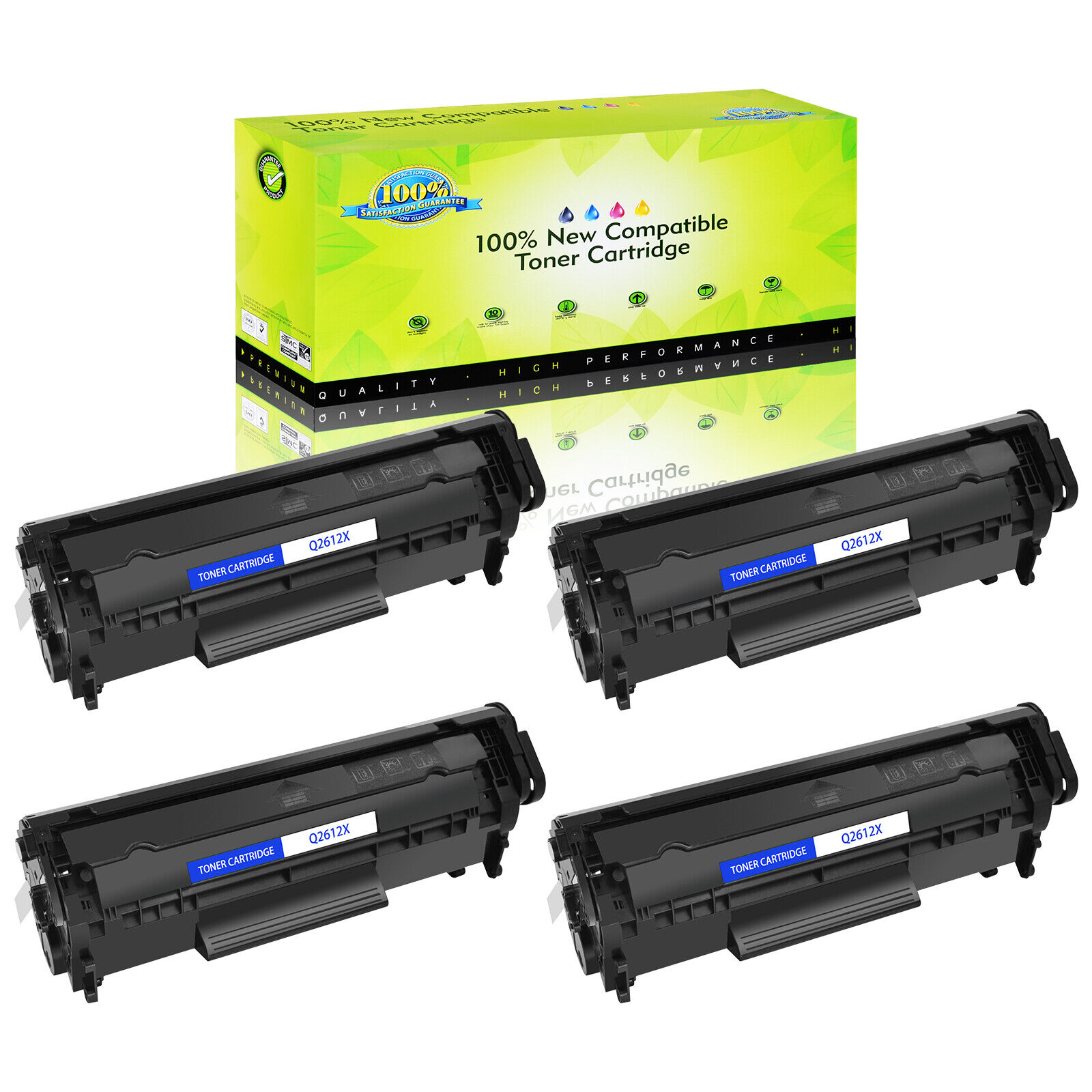 4PK Q2612X BK Toner Cartridge For HP 12X LaserJet 1012 1015 1020 1022 M1319 3015