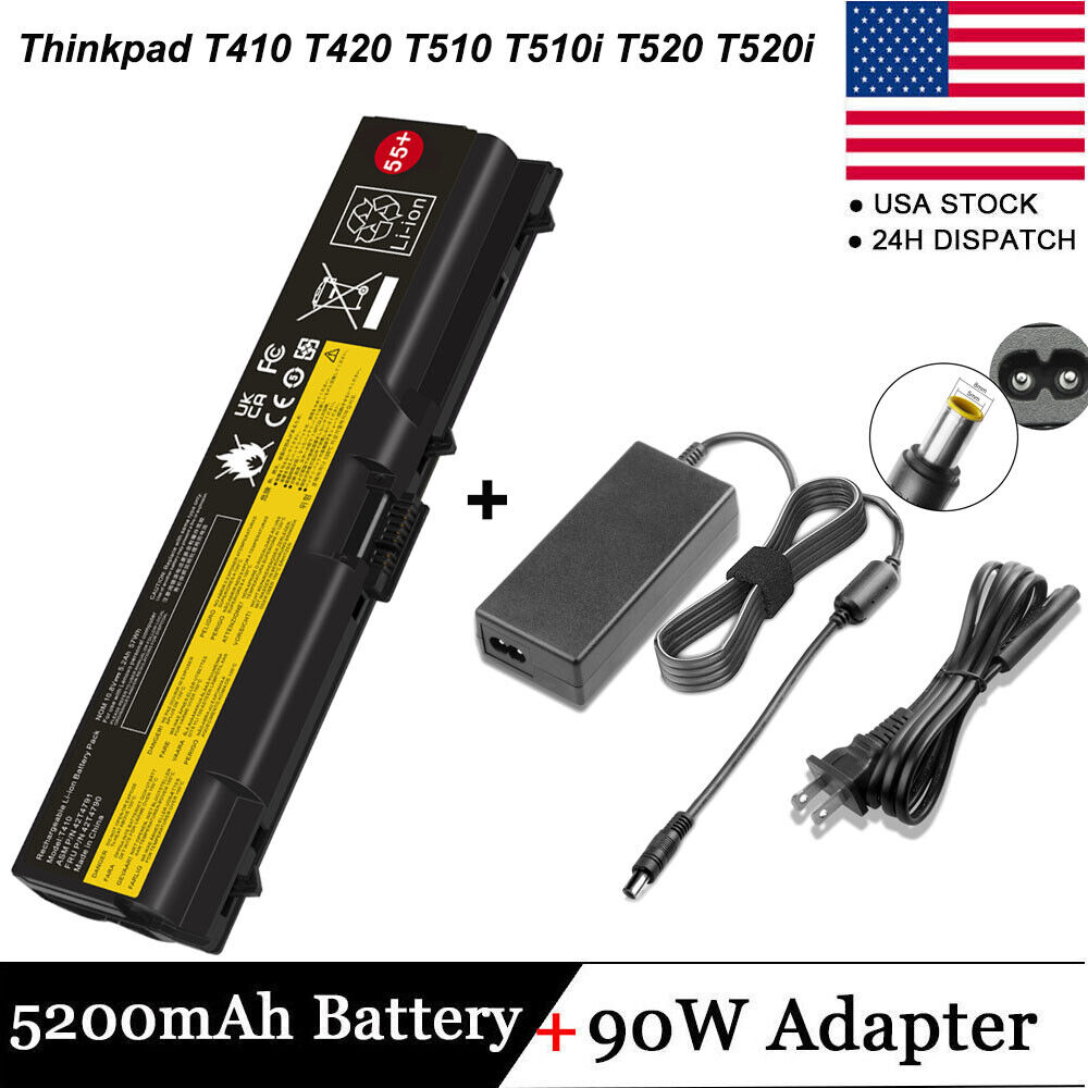 Battery+Charger for Lenovo Thinkpad T410 T420 T510 T520 SL510 W510 W520 E40 E50
