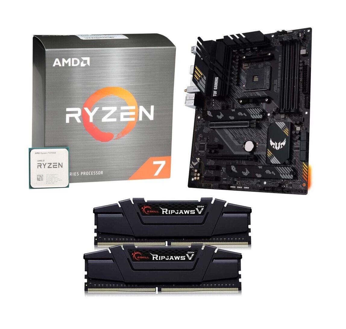 AMD Ryzen 7 5700X, ASUS TUF B550 PLUS WiFi II, G.Skill Ripjaws 2x8GB RAM BUNDLE