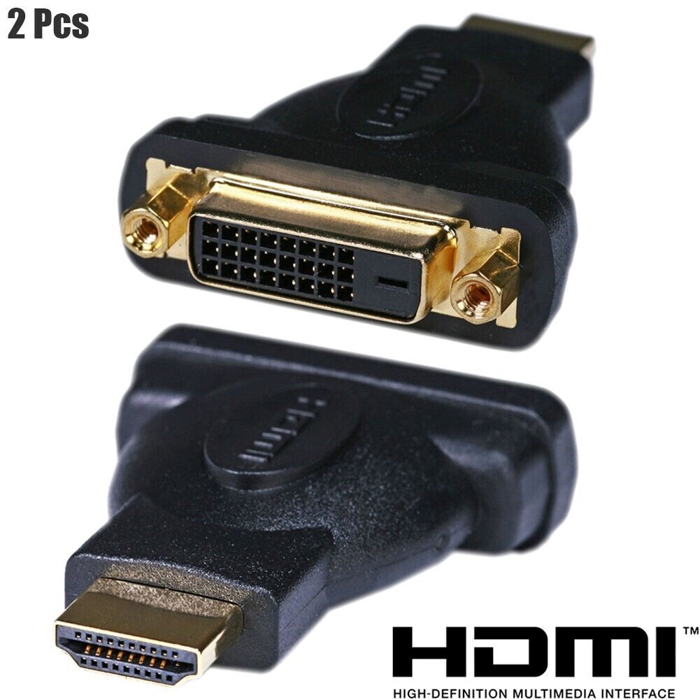 2x HDMI Male to DVI-D Single Link Female Digital Video Adapter Converter Black