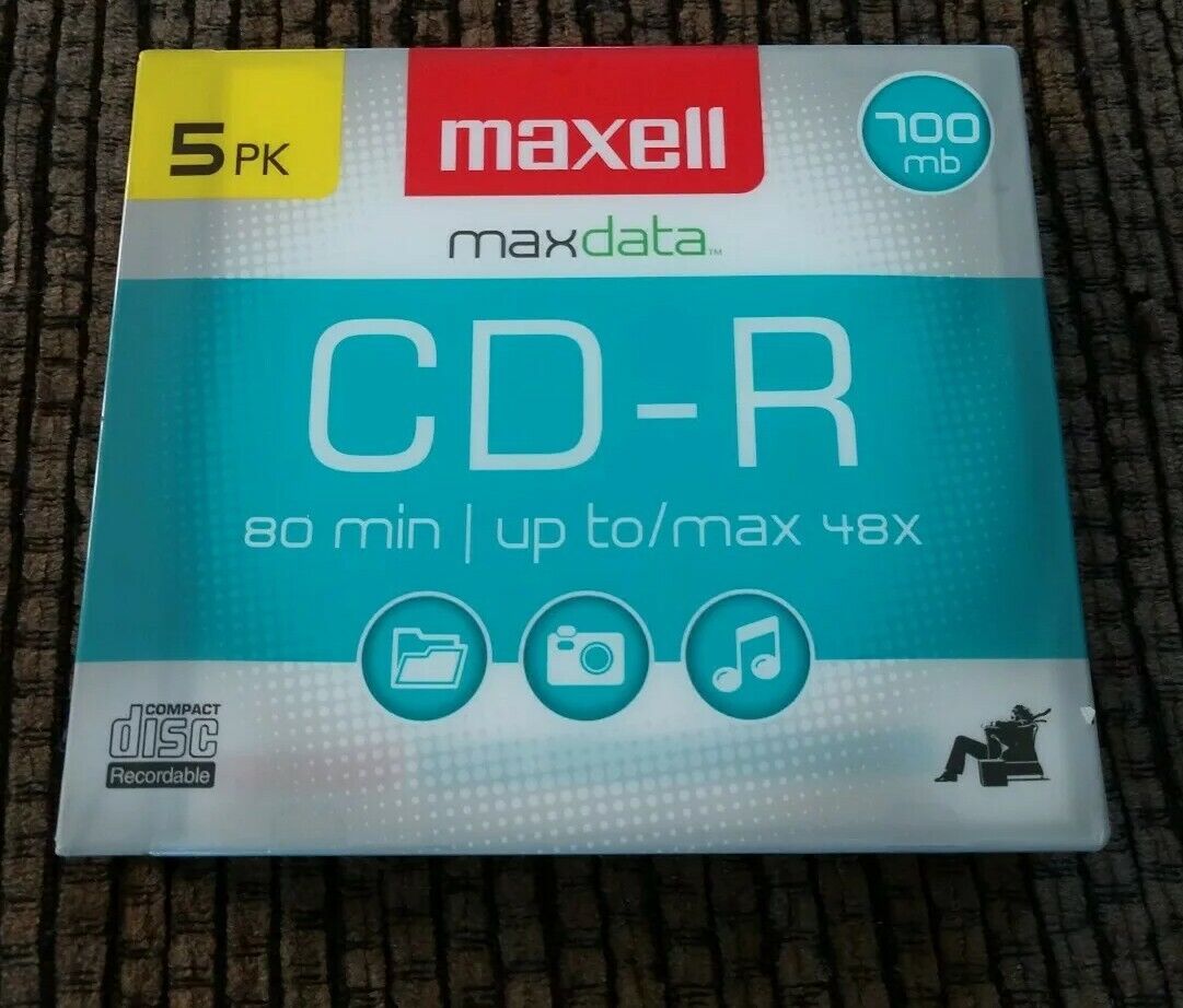Maxell 648205 CD-R With Slim Jewel Cases 5 Count 80 Min 700 mb Brand New Sealed