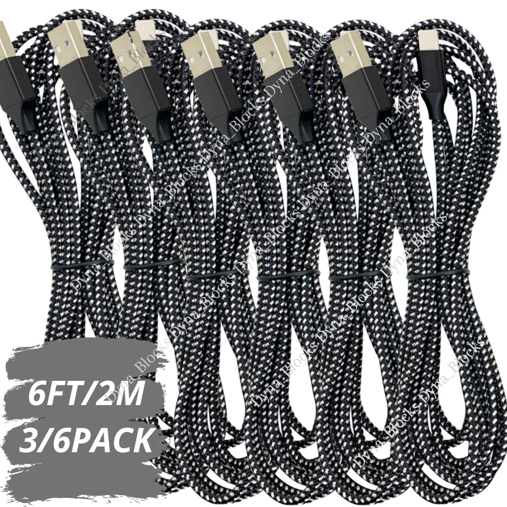 3/6X 6FT USB Charger Cable Braided For iPhone 13 12 11 8 XR Fast Charging Cord