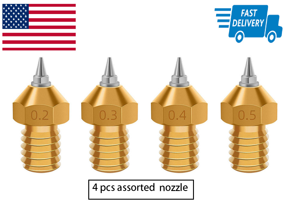 New V6 Nozzle Set M6/1.75mm 0.2/0.3/0.4/0.5mm Removable Tips For E3D V6 Hot End.