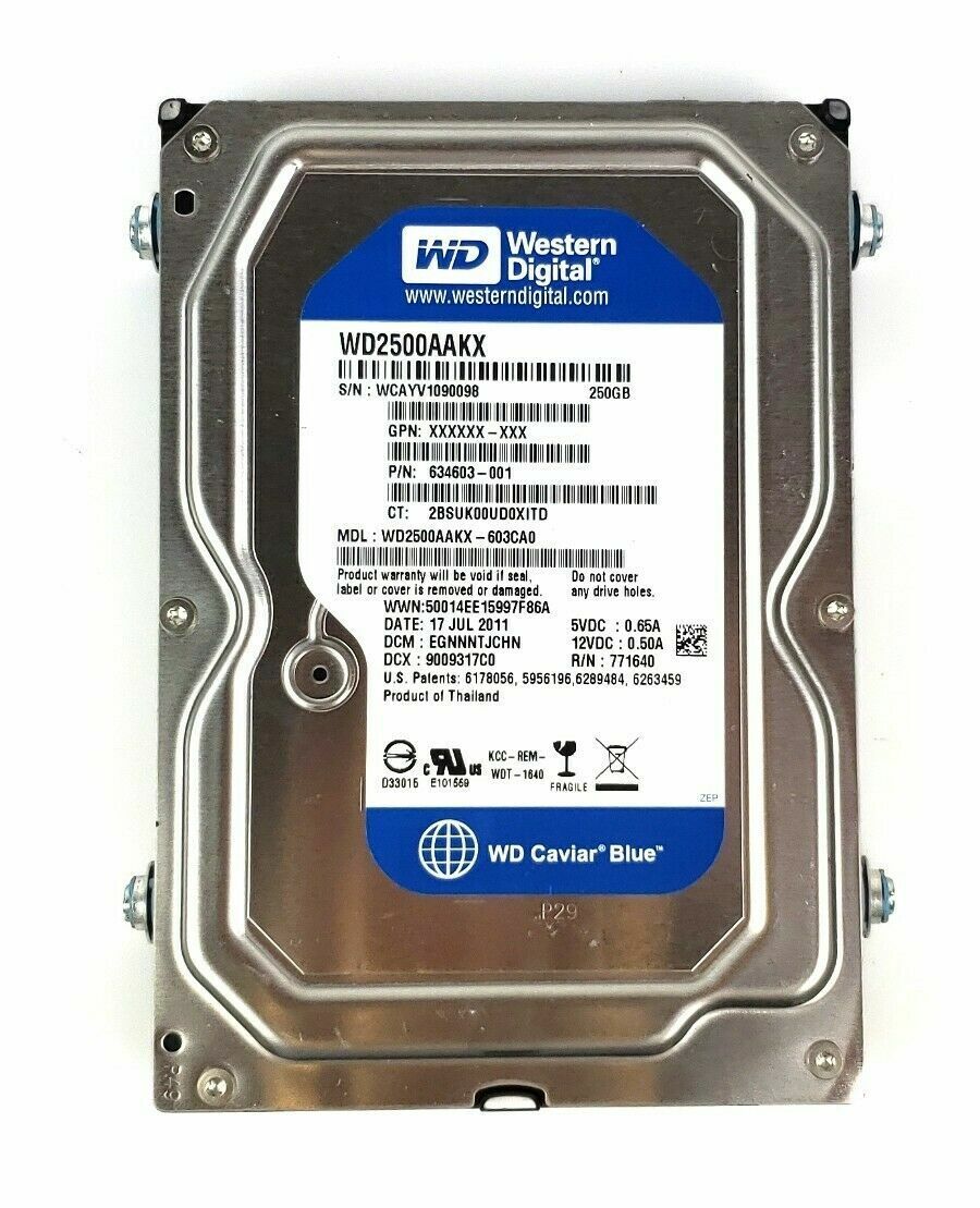 Western Digital WD2500AAJS/AAKX 250GB 720RPM 6Gb/s 3.5in Desktop Hard Drive Blue