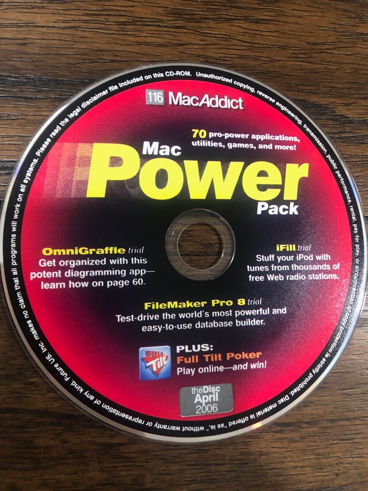 Vintage MAC Software CD - MacAddict April 06 - 70 apps software games utilities