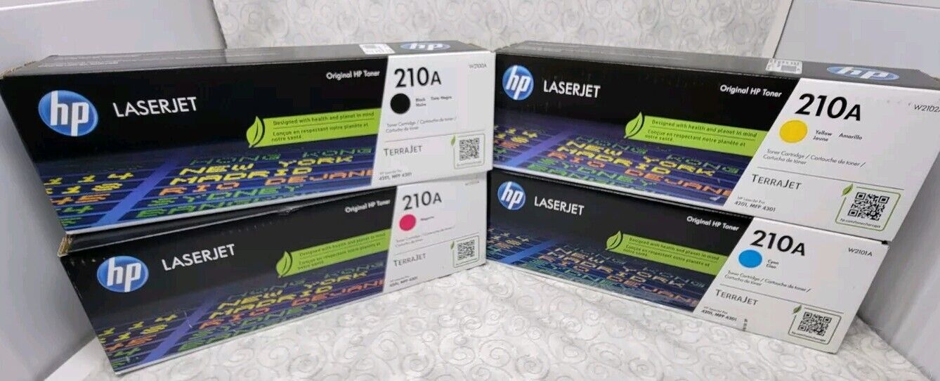 Genuine HP 210A CMYK Toner Print Cartridges Black, Magenta, Yellow, Cyan - Set