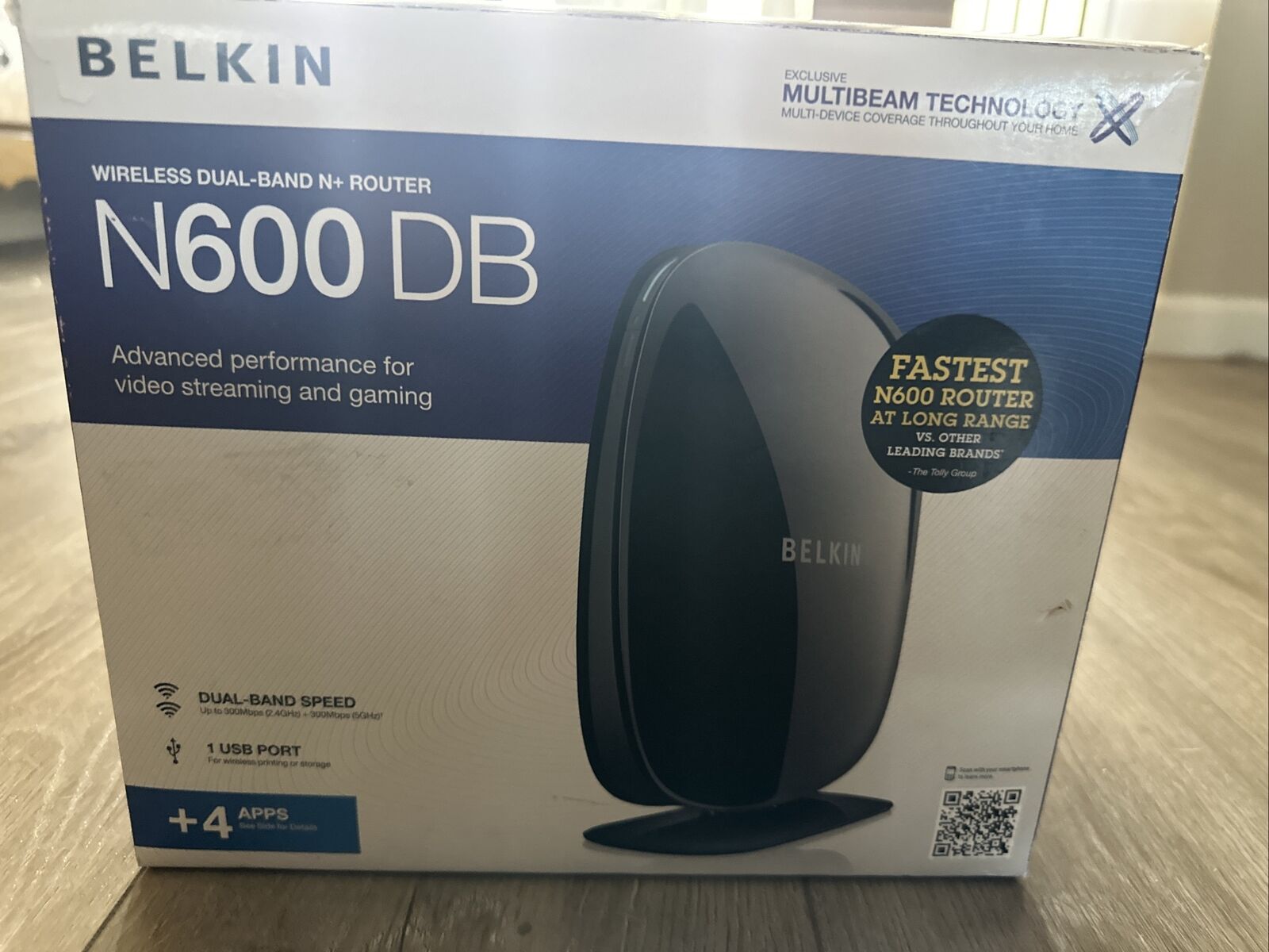 Belkin N600 300 Mbps 4-Port Multibeam Wireless N Router (F9K1102) New Open Box