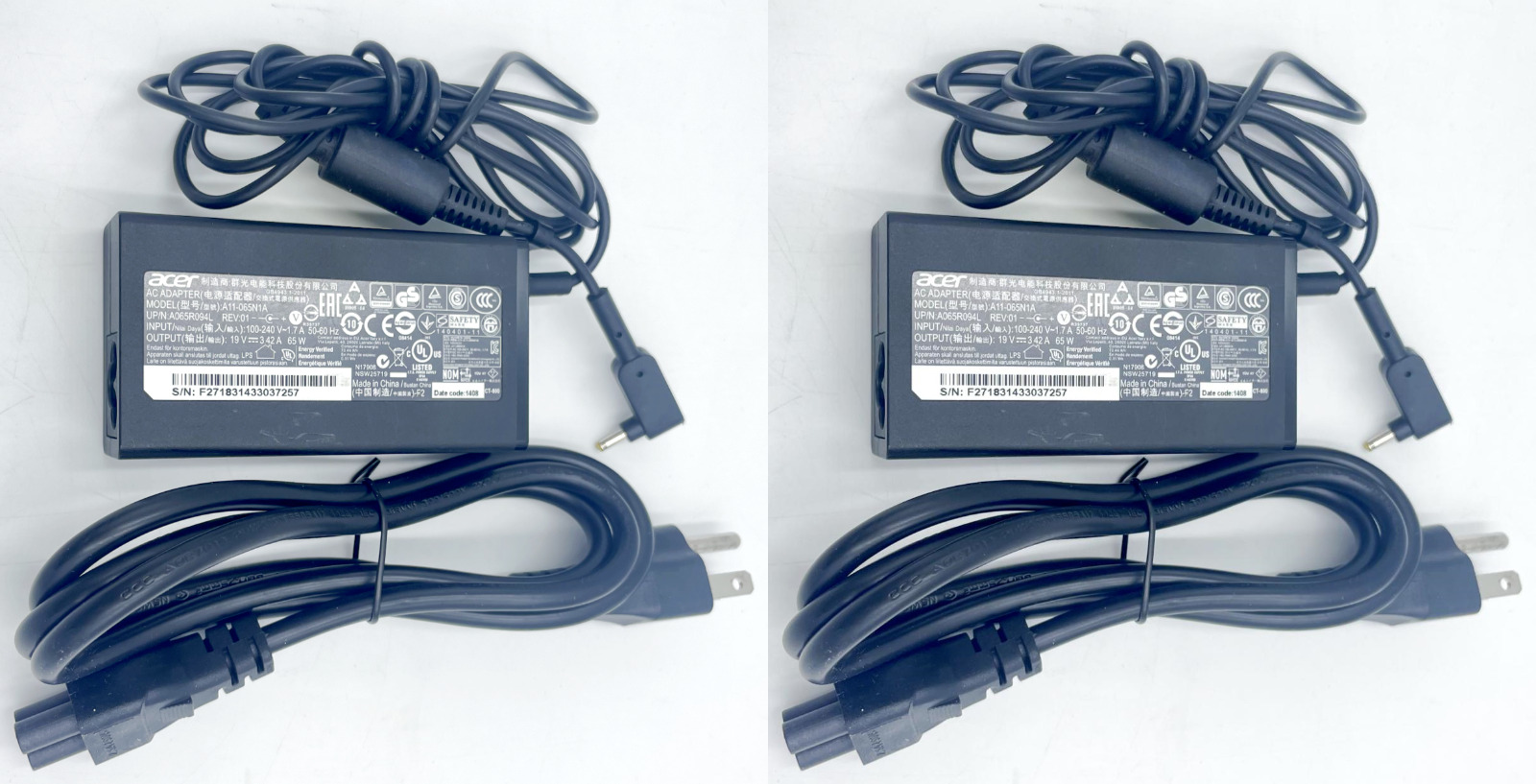 2PCS Genuine 45W PA-1450-26 PA-1450-26AC Charger For Acer Aspire R5 R7 S7 Series