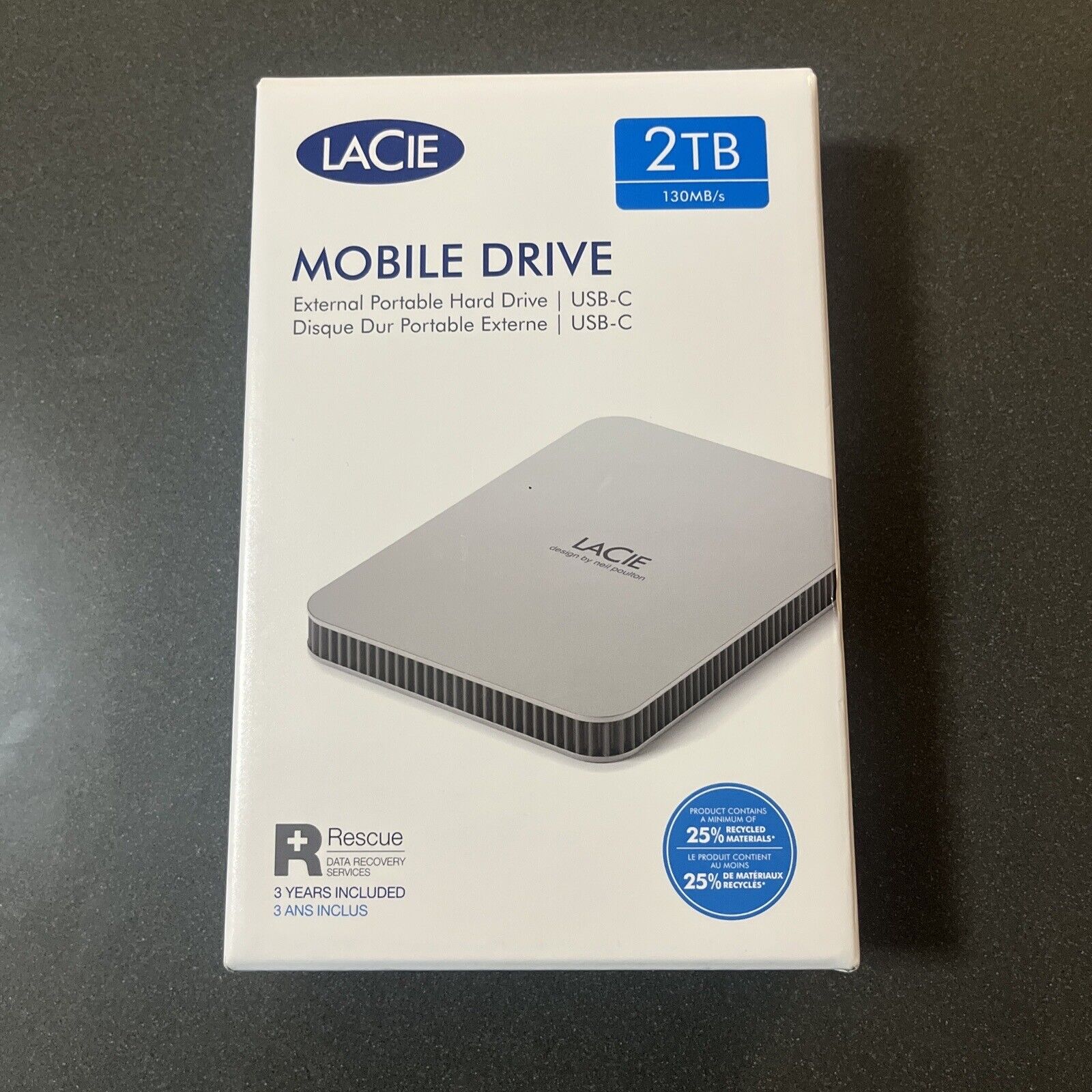 LaCie - Mobile Drive 2TB External USB Portable Hard Drive - Space Gray (2022)