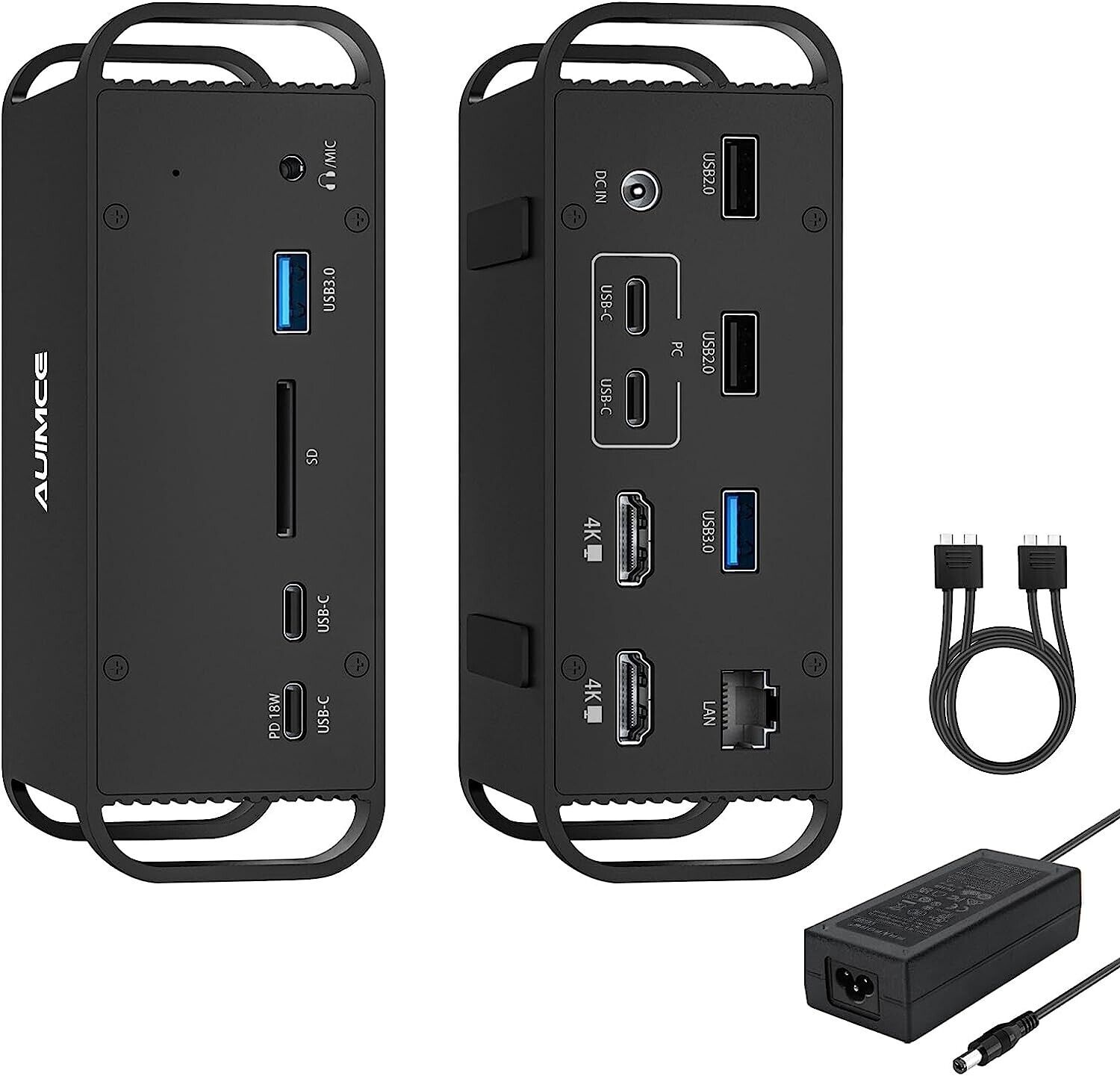 MacBook Pro Docking Station Dual Monitor with 2 HDMI 4K Display,14 in 2 USB C Do