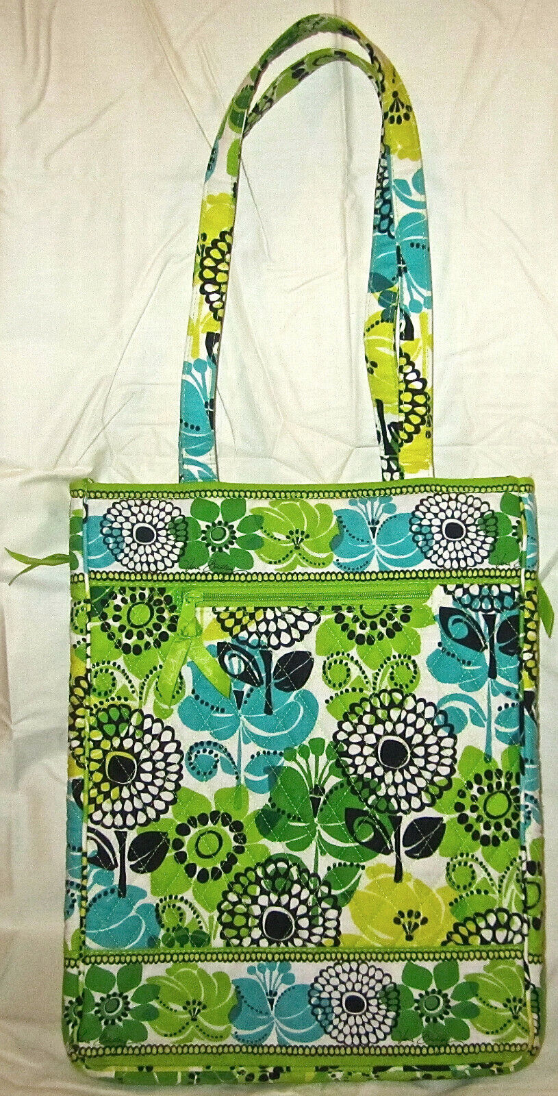 Vera Bradley Large Laptop Travel Tote Yellow Aqua Floral Lime's Up Retired S
