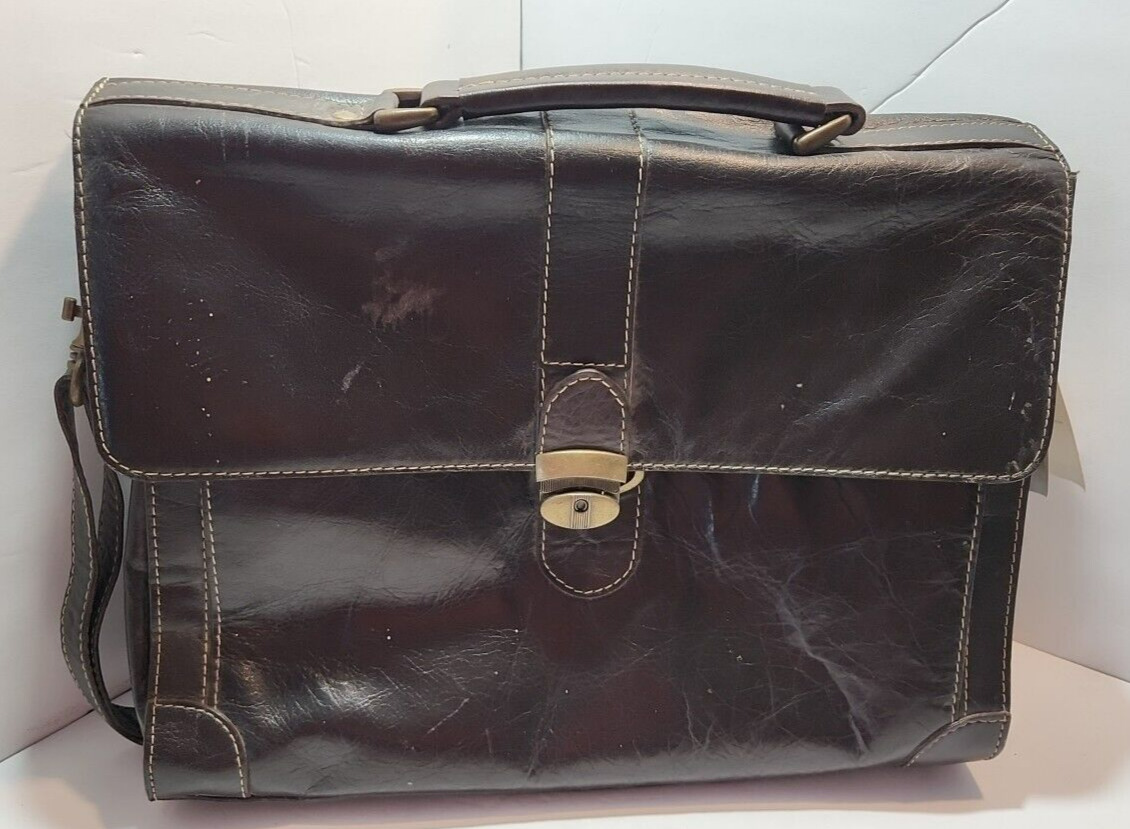 Wilsons Leather Soft Mens Executive Briefcase/Laptop Bag Brown Satchel