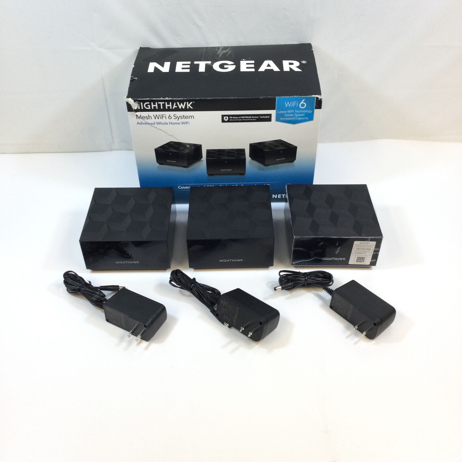 Netgear MK63S-100NAS Black Whole Home Nighthawk Mesh WiFi 6 Router System Used