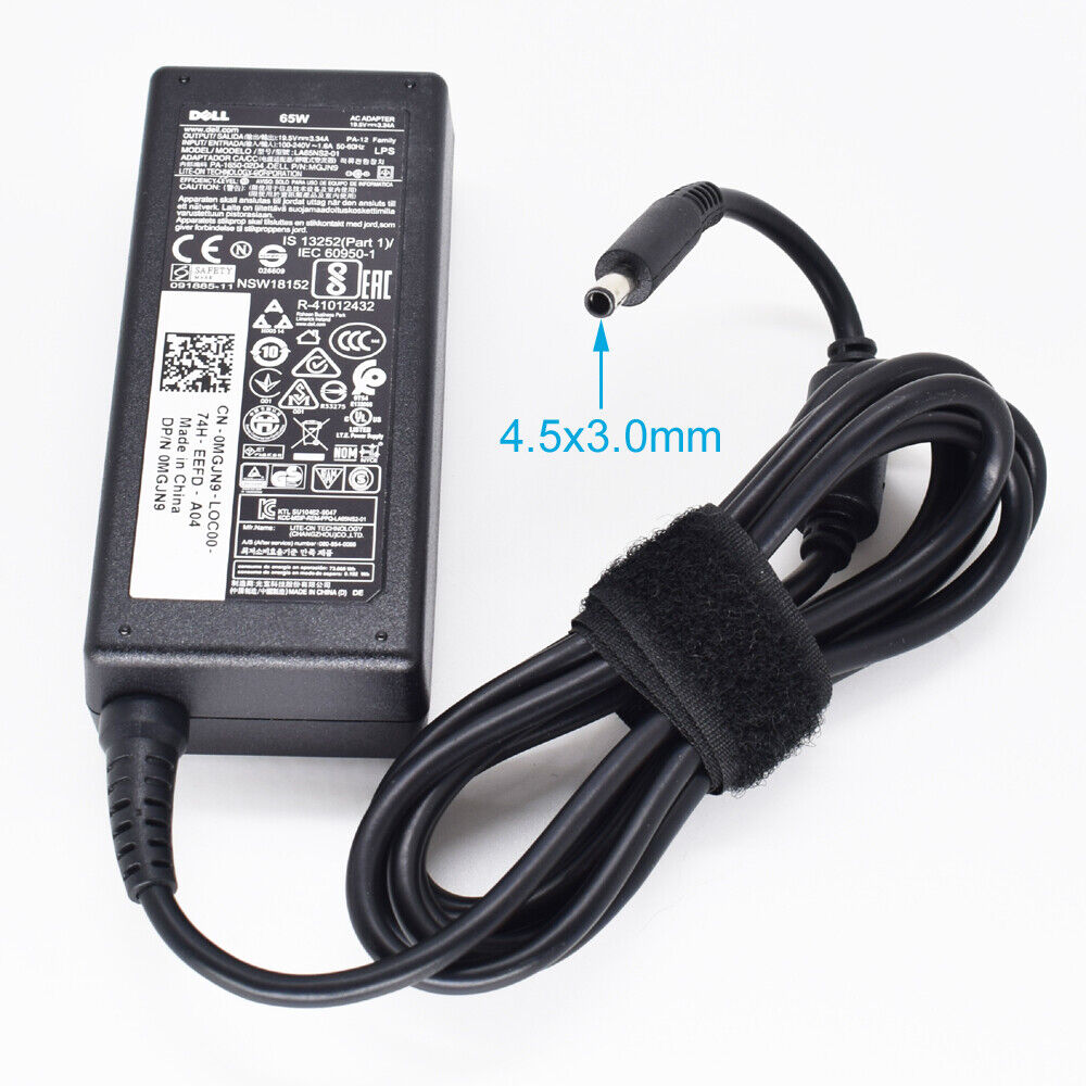 1pc Genuine Dell 65W 19.5V 3.34A 4.5x3.0mm Tip AC/DC Power Charger Adapter