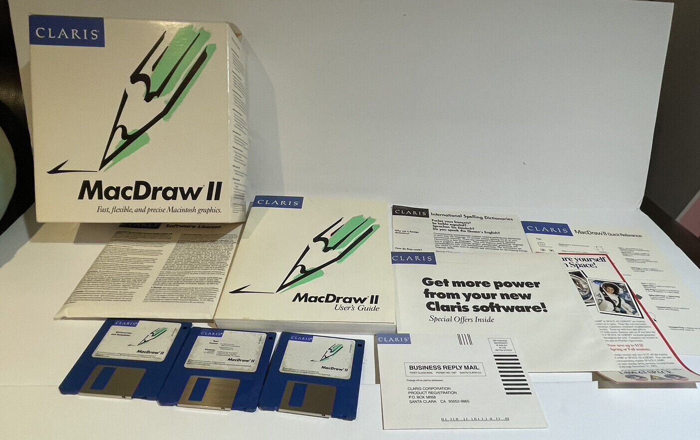 Vintage 1989 Claris MacDraw II For Apple Macintosh With Guide and Box