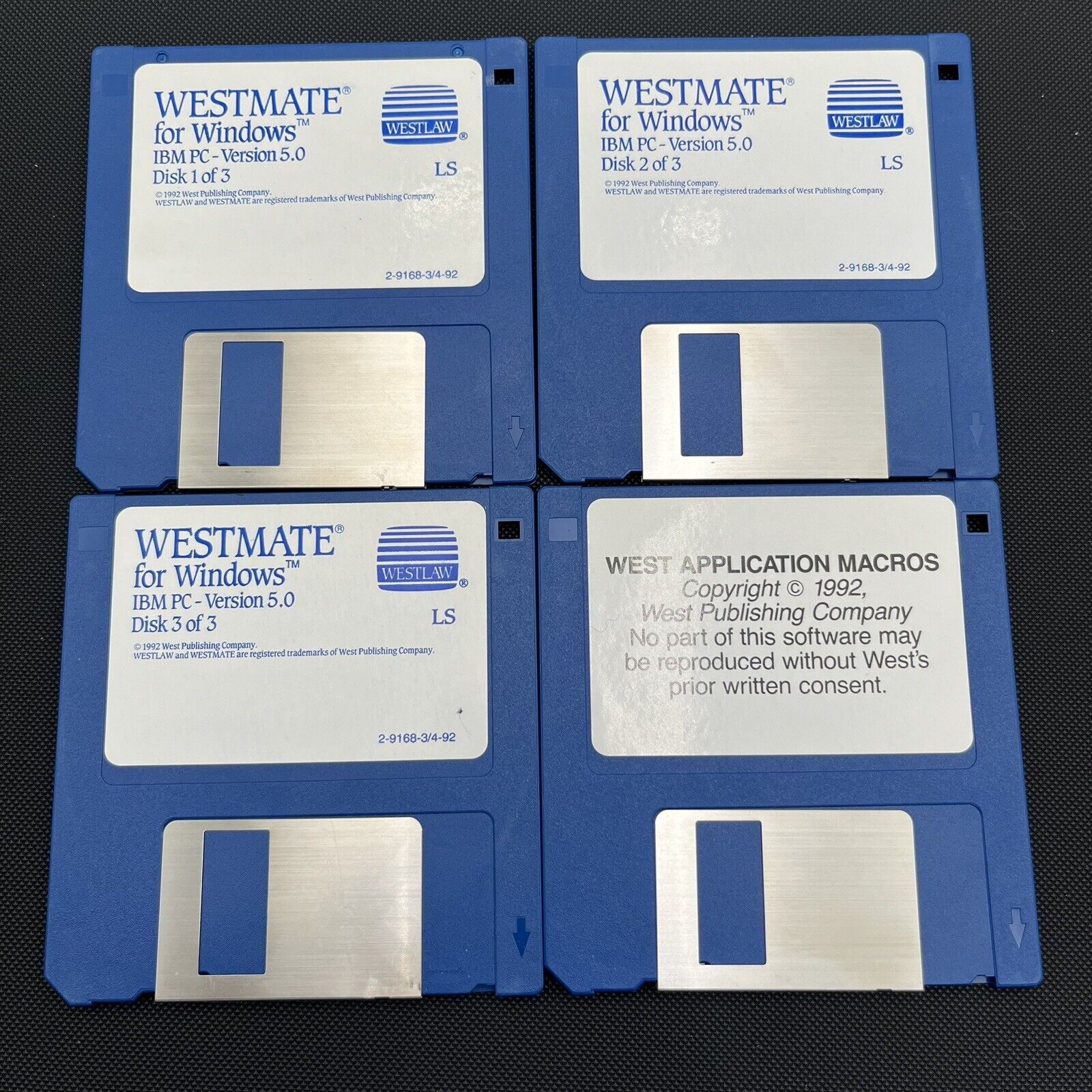 Westmate Windows IBM PC Ver 5.0 Floppy Diskettes Vtg Law Software 1992 Westlaw