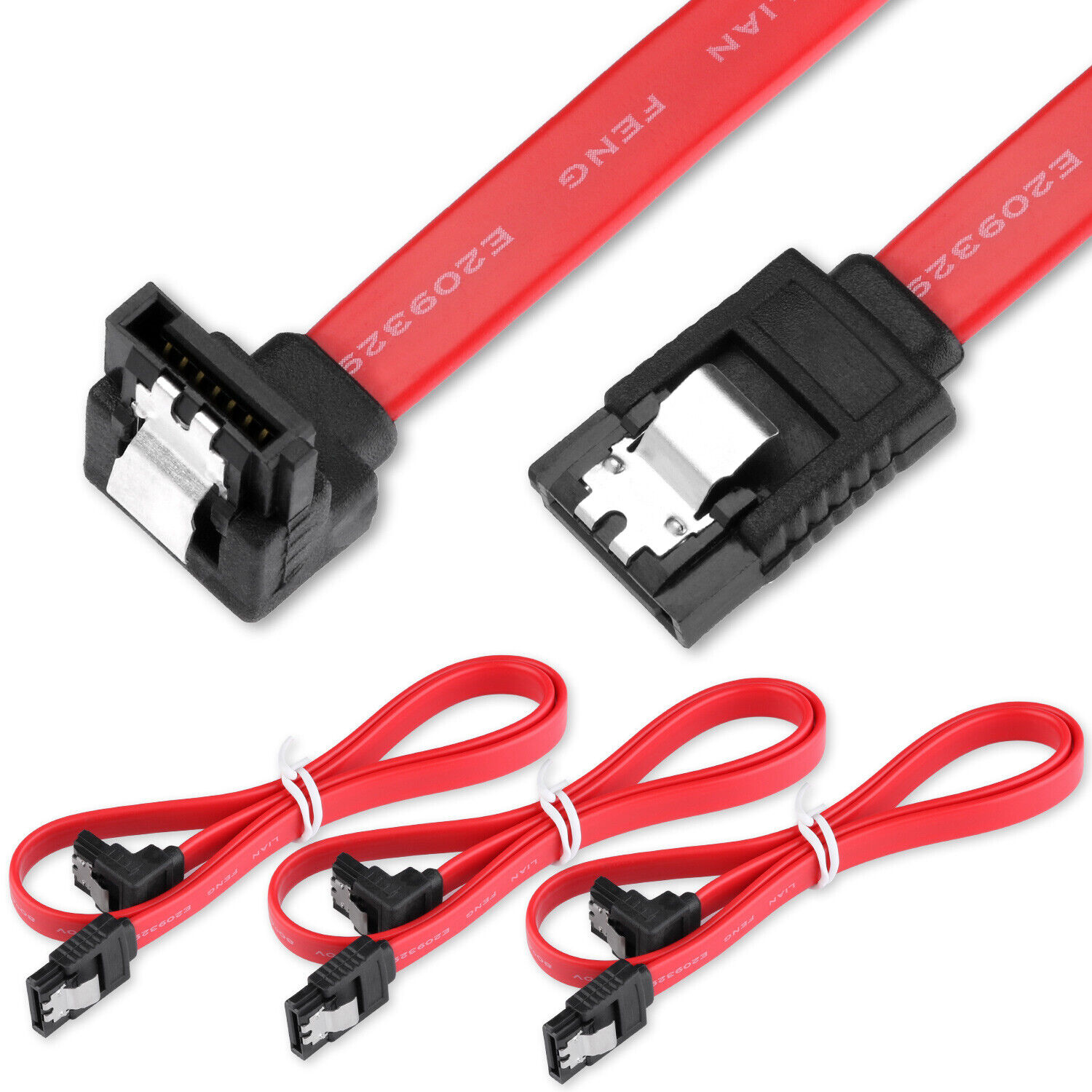 3 Pack 18-Inch SATA III 6.0 Gbps Cable w/Locking Latch & 90-Degree Plug for HDD