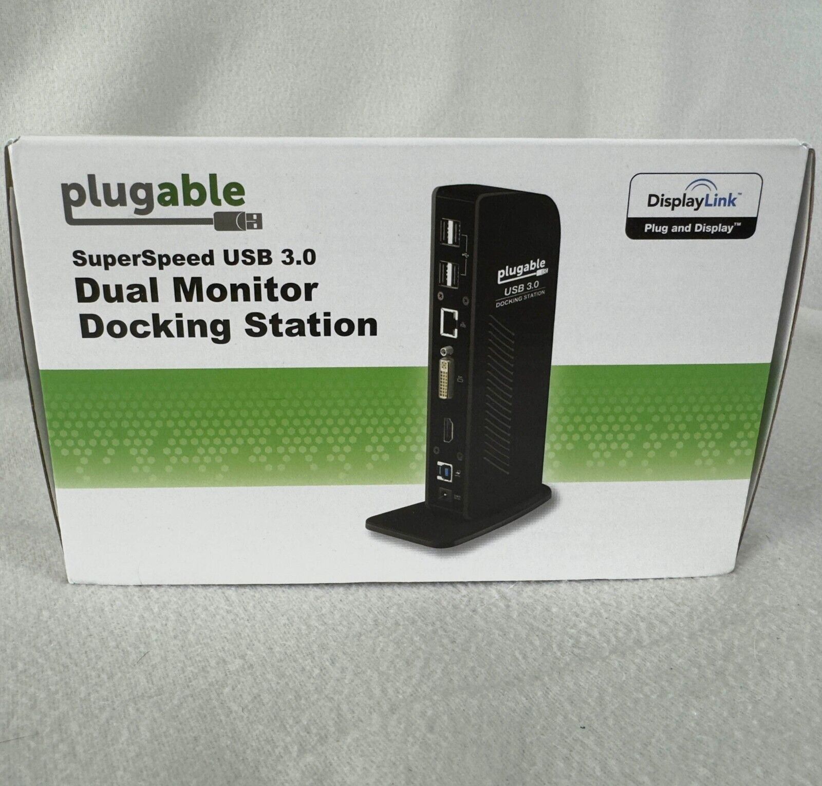 NEW Plugable Dual Monitor Docking Station Super/Speed USB 3.0 Display Open Box