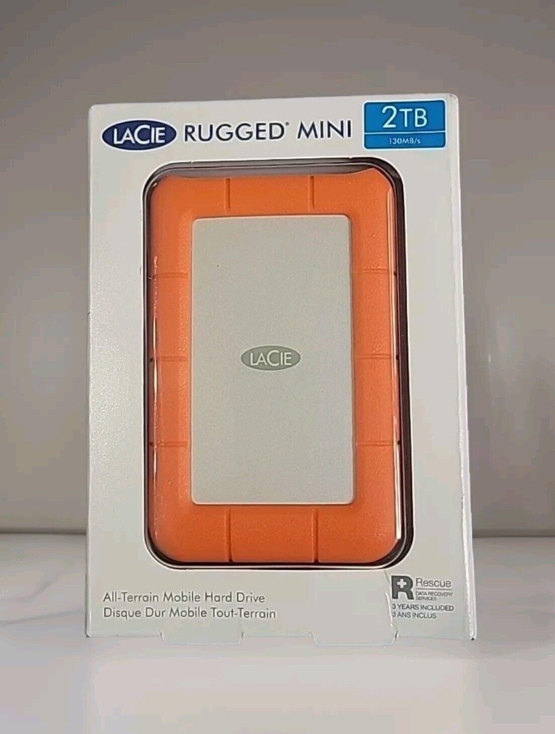 External Hard Drive LaCie Rugged Mini 2TB USB 3.0 in Orange/Silver