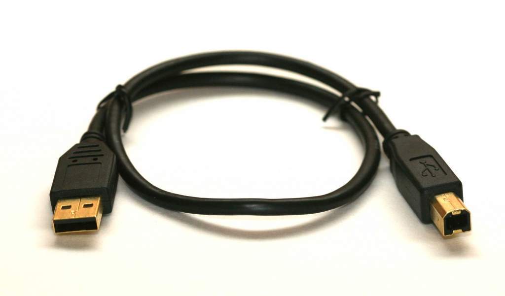 USB 2.0 Cable 18 Inch 1.5FT Black Gold Connectors