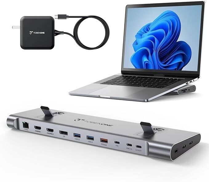 TobenONE USB C Docking Station Dual/Triple 4K Monitor, Laptop Docking Station 