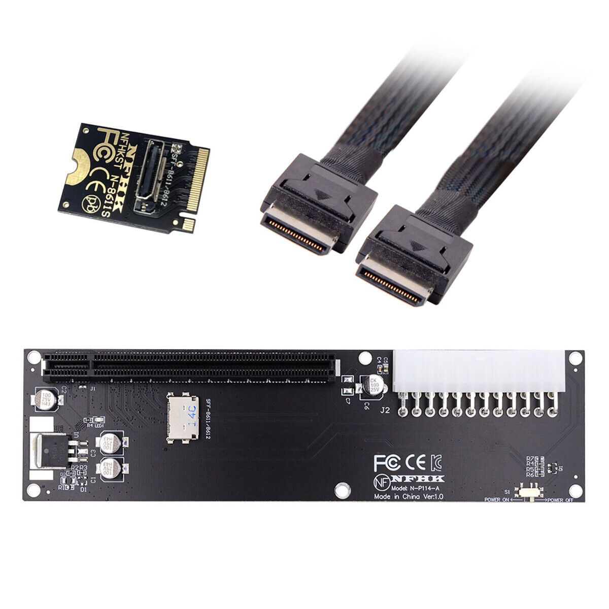 Cablecc Oculink SFF-8612 to PCIE 4.0 M.2 M-key to SFF-8611 Host Adapter for GPD