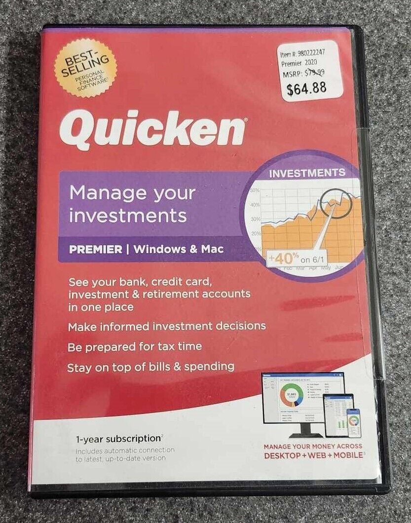 Quicken QUI940800F079 Premier 2020 Personal Finance Software