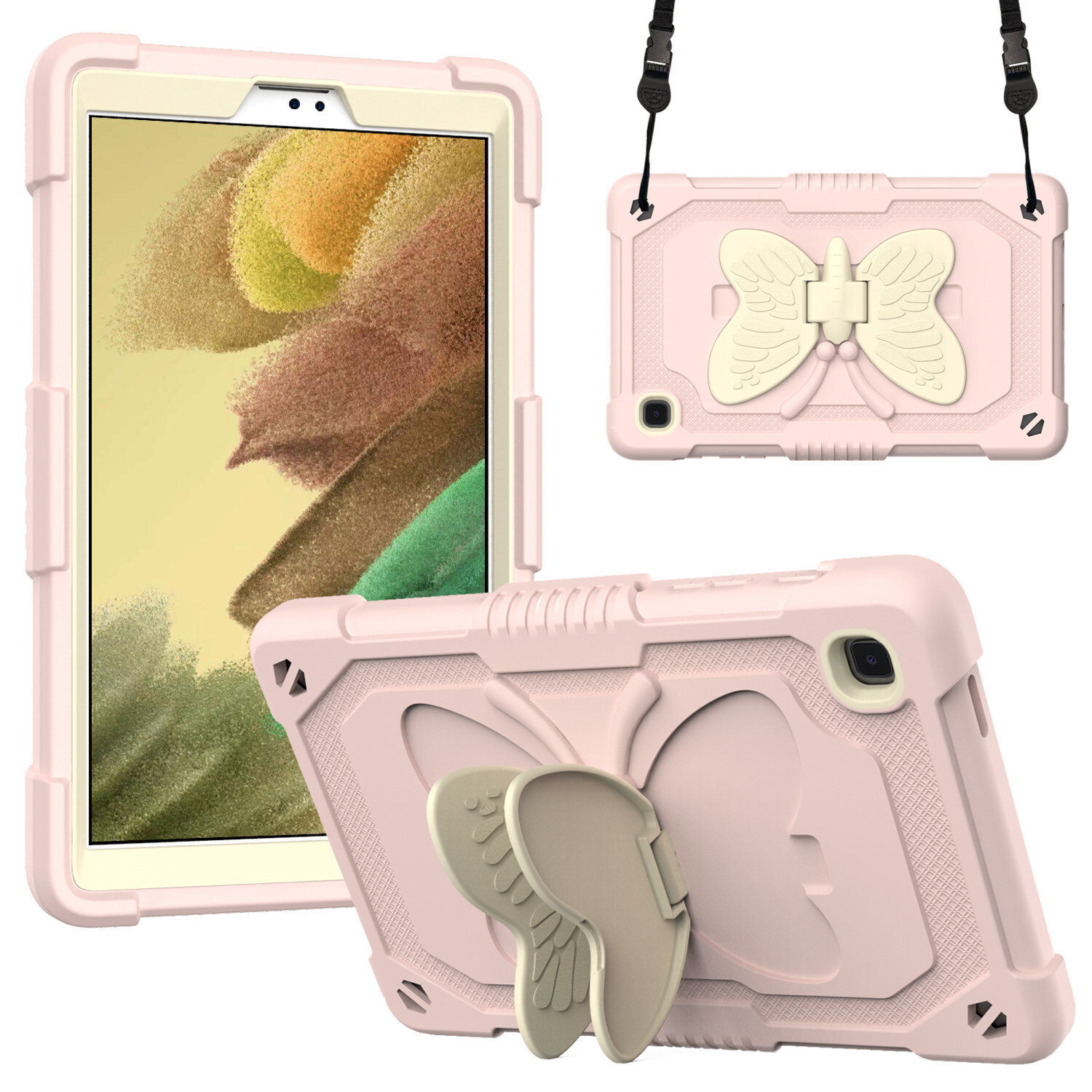 Kids Butterfly Tough Case Strap For Samsung Galaxy Tab A7 Lite 8.7\