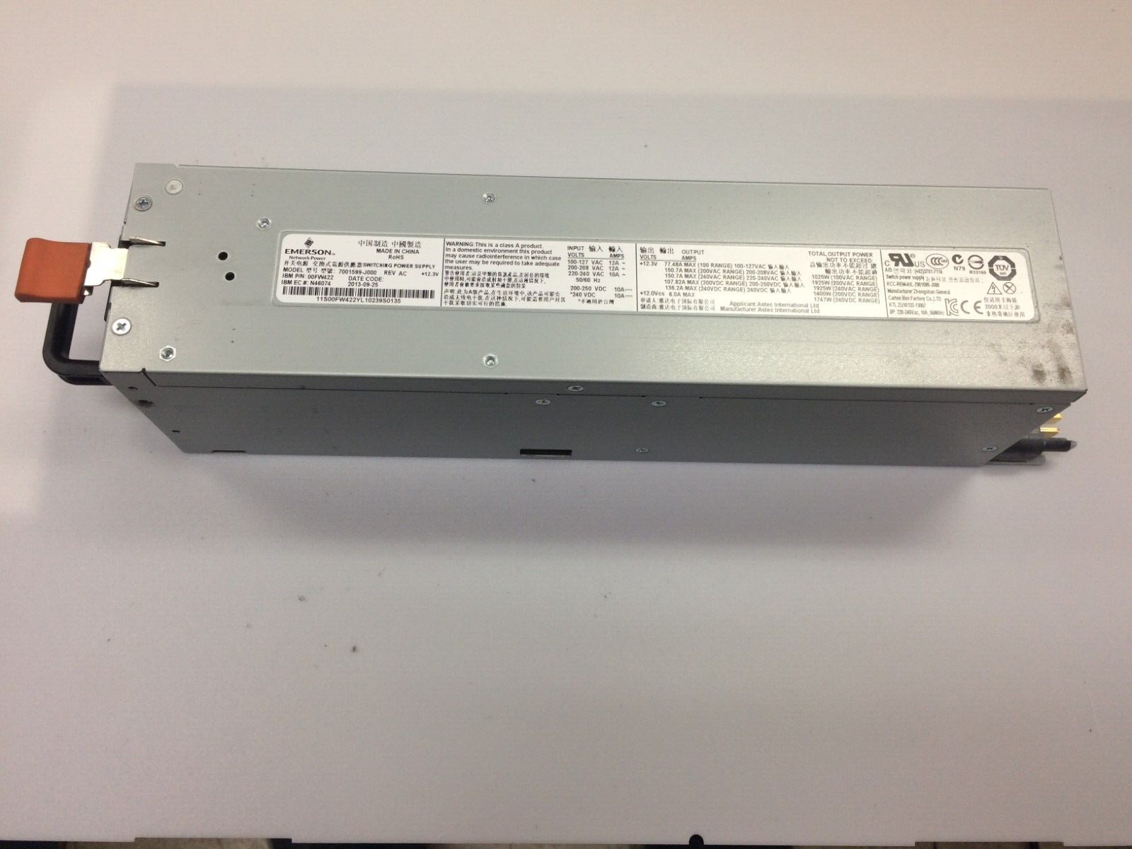 IBM EMERSON POWER SUPPLY 74Y9082 FOR POWER7 POWER 720 P720 - Working