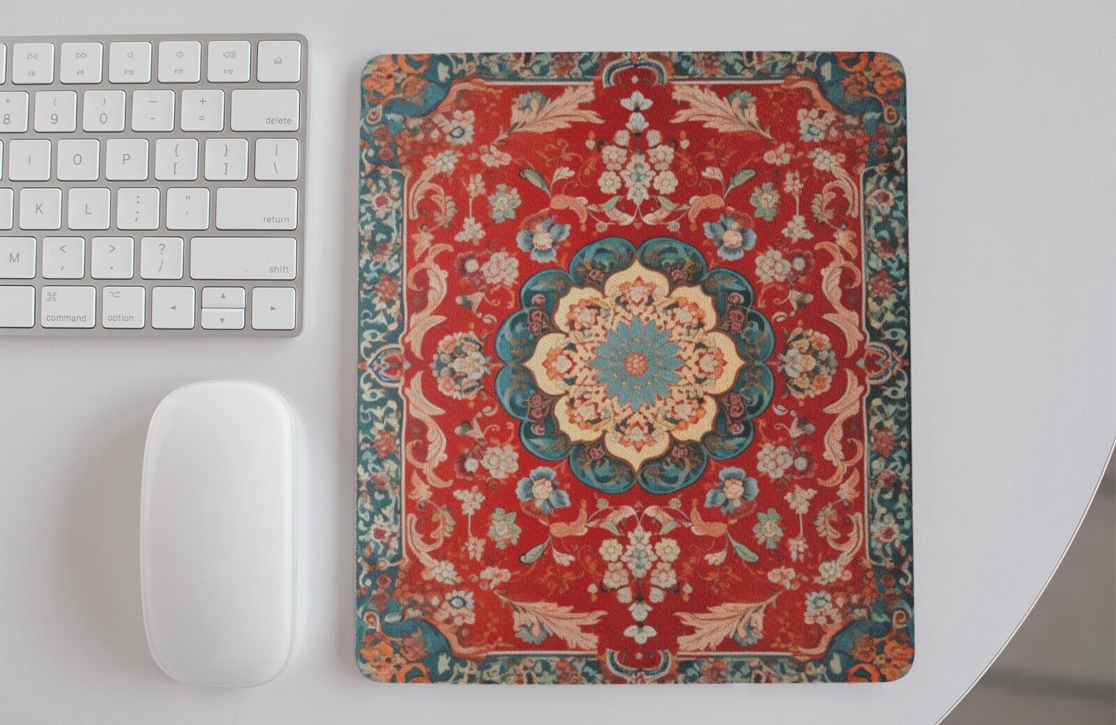 Red Persian Rug Home Office Gift Desk Computer Gaming Mouse Pad Thick Durable