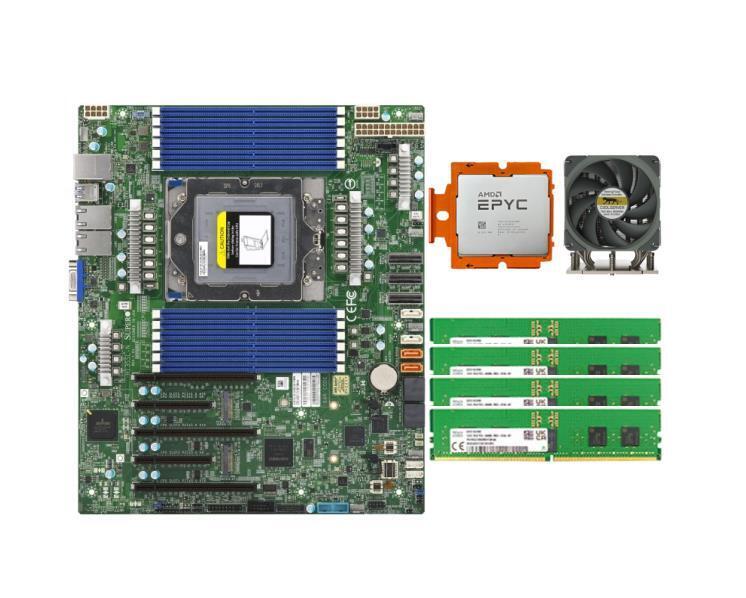 Supermicro H13SSL-N Motherboard With AMD EPYC 9334 QS CPU +64GB RAM+ CPU Cooler