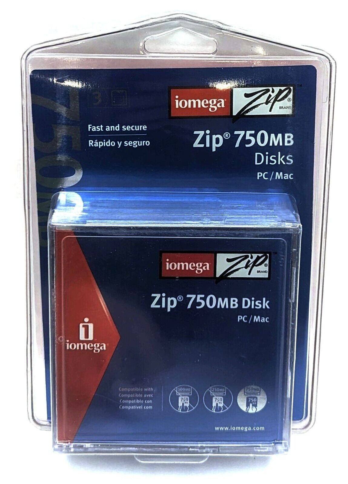 Iomega Zip Disk 750MB Cartridge 3-Pack Discontinued by Manufacturer New & Sealed