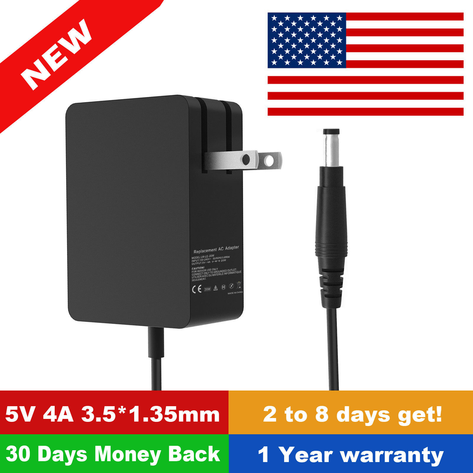20W 5V 4A AC Power Supply Charger Adapter for Lenovo ideaPad 100S-11IBY 80R2