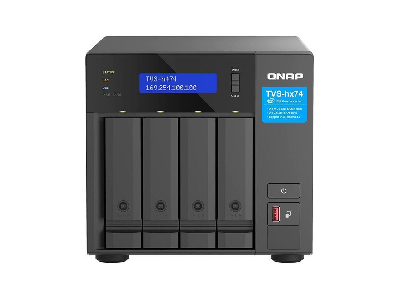 QNAP TVS-h474-PT-8G-US 4 Bay High-Speed Desktop NAS with Intel Pentium Gold 2-