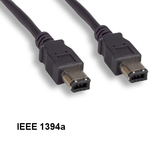 Kentek 6' IEEE-1394A 6 Pin Male to Male Firewire 400 Mbps iLINK DV Cable PC Blk