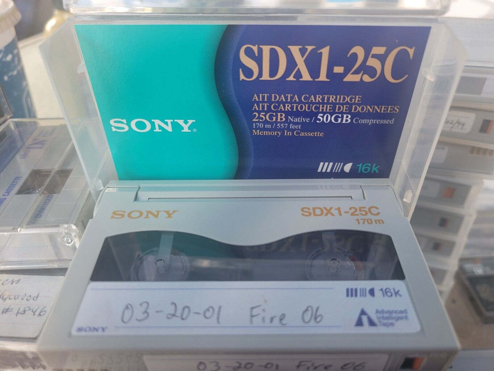 Lot of 5 Sony SDX1-25C Data Cartridges (25GB Native, 50GB Compressed) 170m 557'