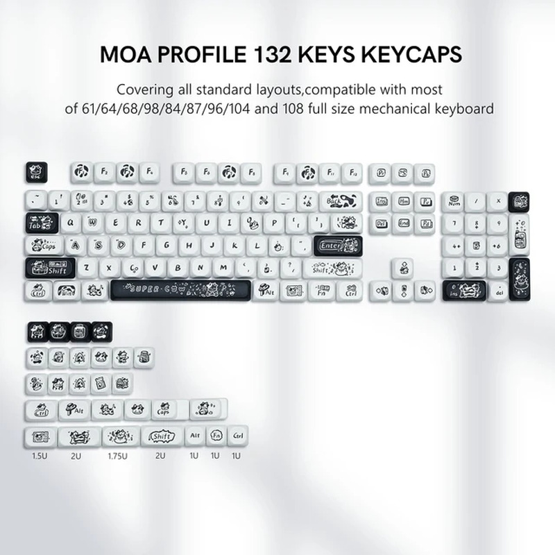143 Keys Coffee Cat PBT Keycap 5 Sides DYE-SUB XDA Profile Customized Keycaps