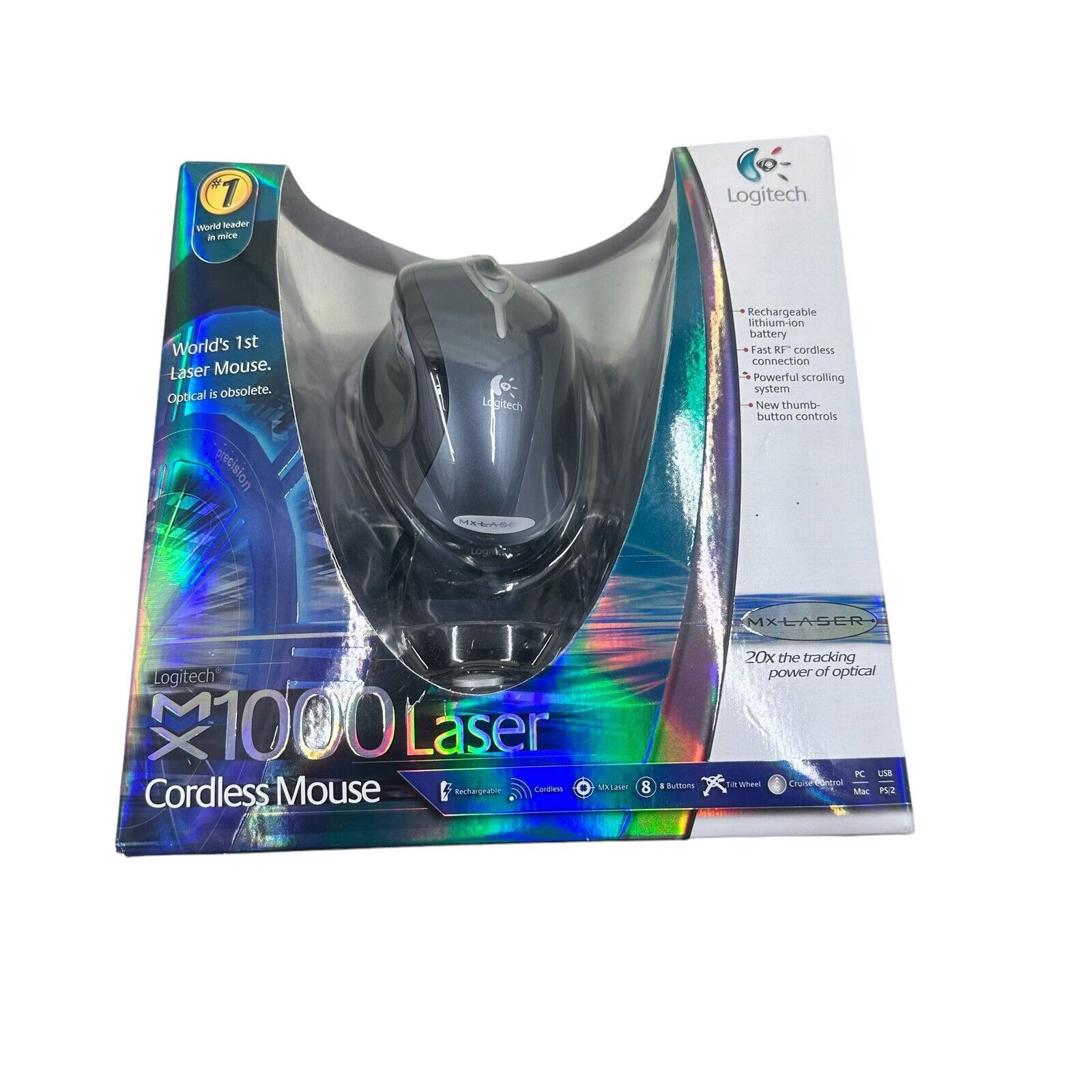 Logitech MX1000 Laser Cordless Wireless Mouse NOS Brand New Sealed
