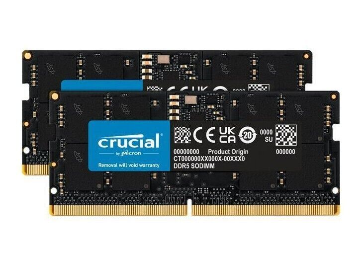 Crucial 16GB 32GB 64GB 262-Pin DDR5 5200 PC5 41600 SO-DIMM Memory Kit LOT