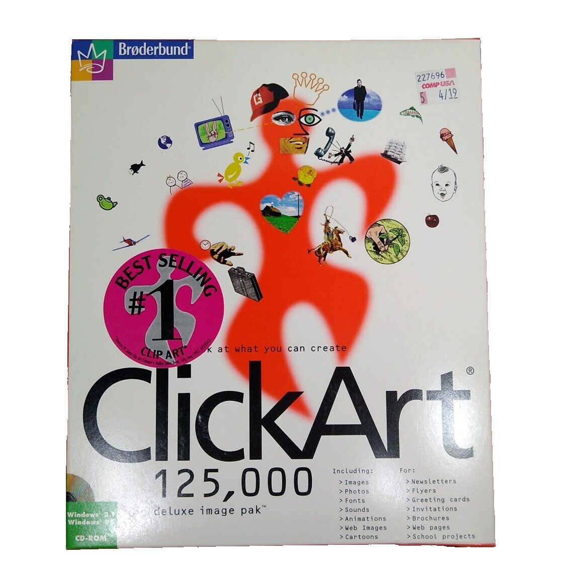 PC CD-Rom Broderbund CLICKART 125,000 Deluxe Image Pak WIN95 SEALED Unopened